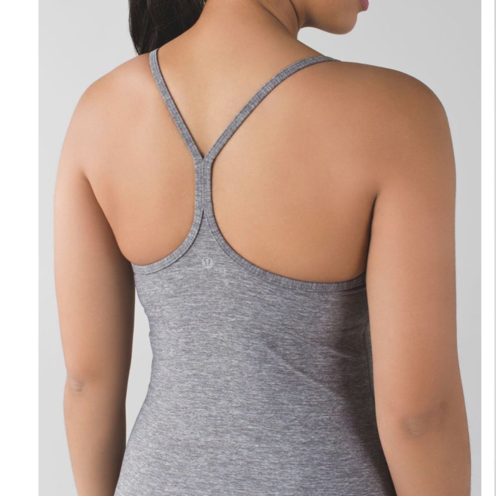 Lululemon Power Y Tank Top in Heathered Slate Light Grey Size 4